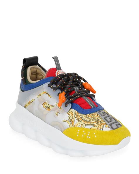 versace chain reaction sneaker white on feet|chain reaction sneakers Versace men's.